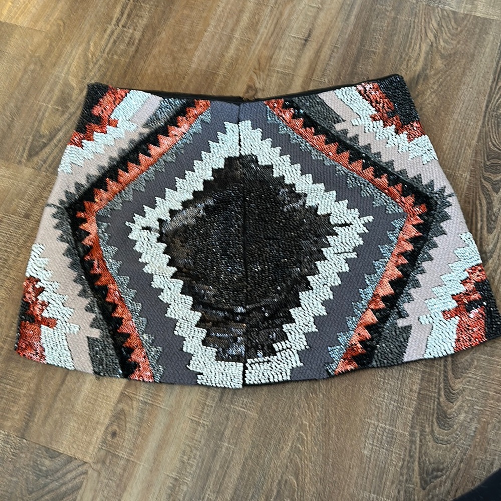 Zara Aztec beaded and sequined mini skirt